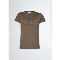 LIU JO - T-shirt con perle e logo MA4322 J5904 N9331