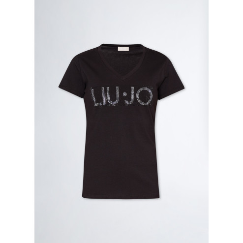 LIU JO - T-shirt logo e strass MA4337 JS923 N9295